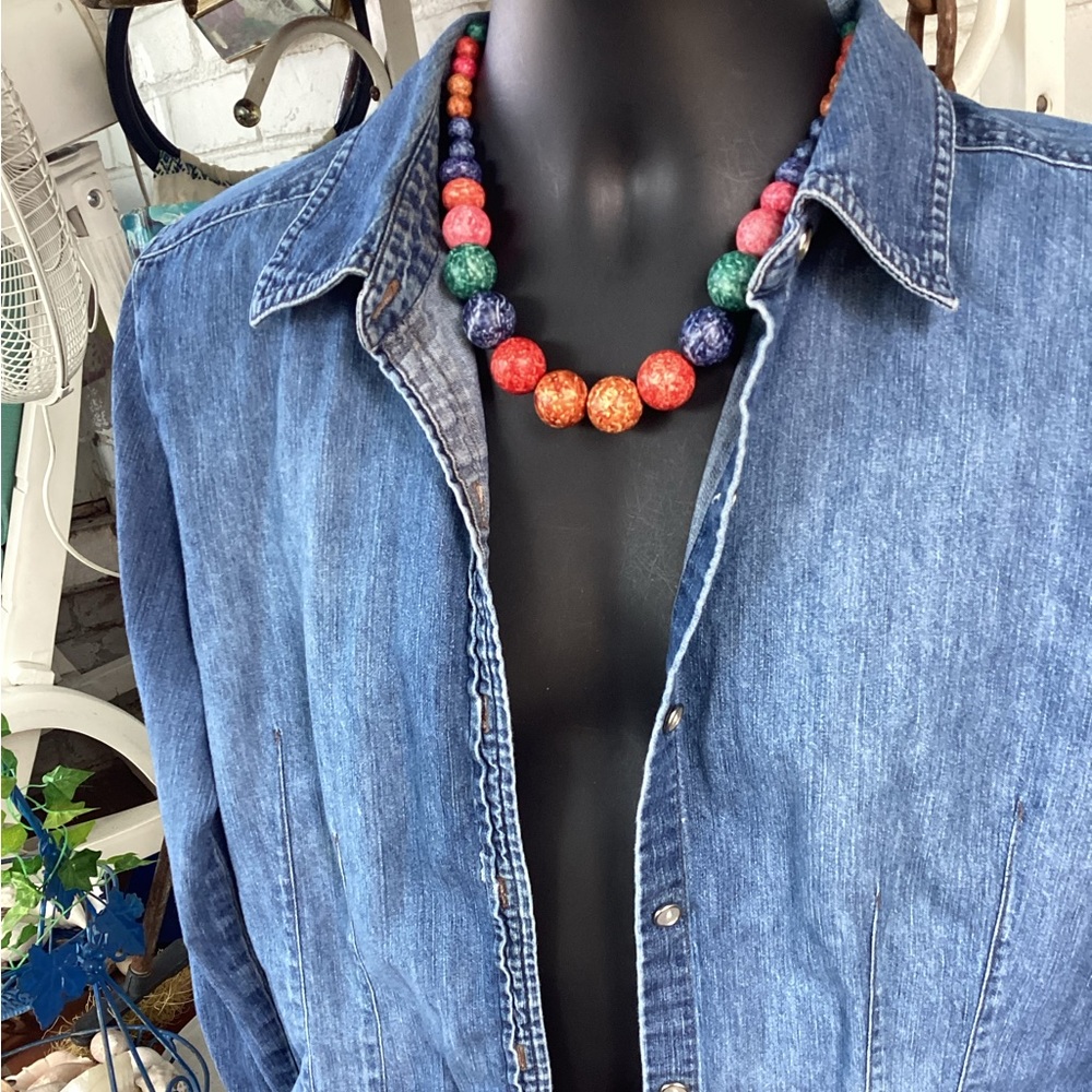 Men’s/Unisex Multicolored Acrylic Stone Bead Necklace